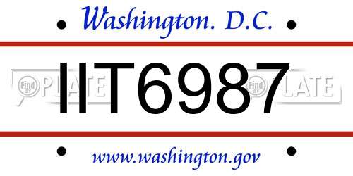 IIT6987 District Of Columbia License Plate