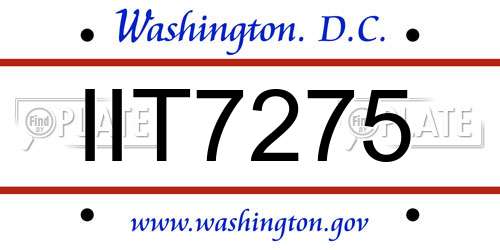 IIT7275 District Of Columbia License Plate