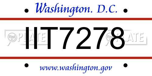 IIT7278 District Of Columbia License Plate