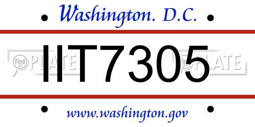 IIT7305 District Of Columbia License Plate