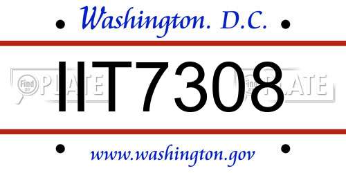 IIT7308 District Of Columbia License Plate