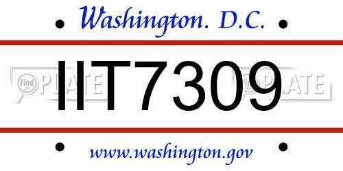 IIT7309 District Of Columbia License Plate