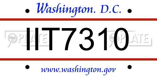 IIT7310 District Of Columbia License Plate