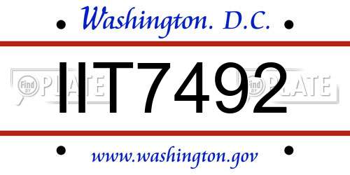 IIT7492 District Of Columbia License Plate