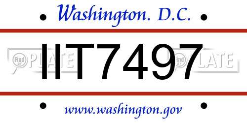 IIT7497 District Of Columbia License Plate