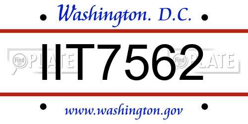 IIT7562 District Of Columbia License Plate