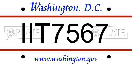 IIT7567 District Of Columbia License Plate
