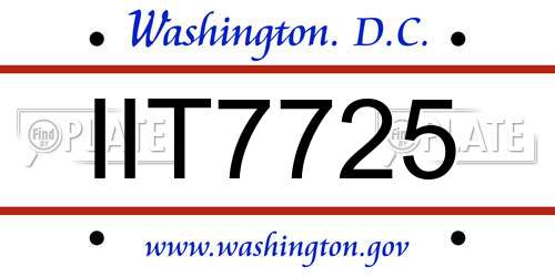 IIT7725 District Of Columbia License Plate