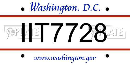 IIT7728 District Of Columbia License Plate