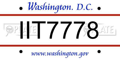 IIT7778 District Of Columbia License Plate