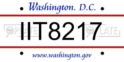 IIT8217 District Of Columbia License Plate