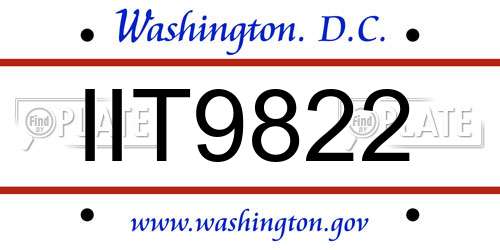 IIT9822 District Of Columbia License Plate