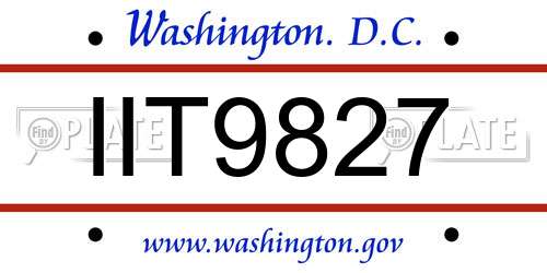 IIT9827 District Of Columbia License Plate