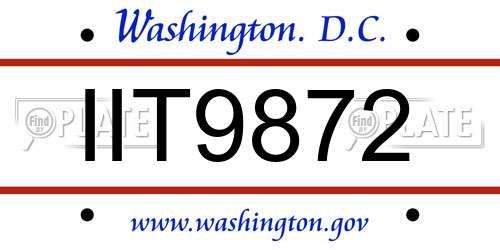 IIT9872 District Of Columbia License Plate