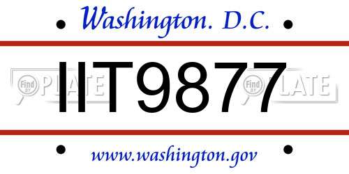 IIT9877 District Of Columbia License Plate