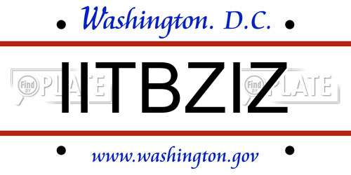 IITBZIZ District Of Columbia License Plate