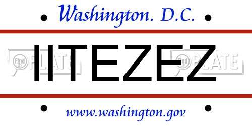 IITEZEZ District Of Columbia License Plate