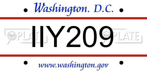 IIY209 District Of Columbia License Plate
