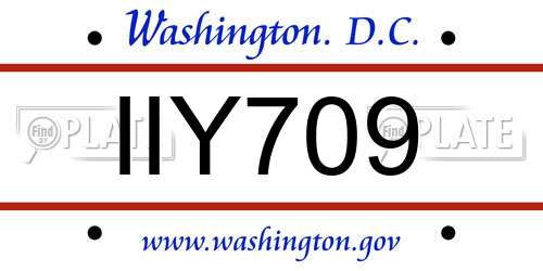 IIY709 District Of Columbia License Plate