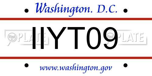IIYT09 District Of Columbia License Plate