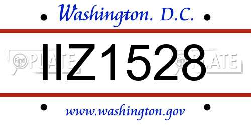 IIZ1528 District Of Columbia License Plate