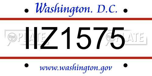 IIZ1575 District Of Columbia License Plate