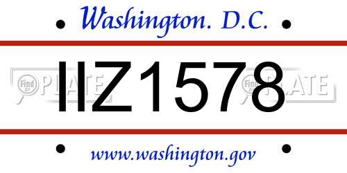 IIZ1578 District Of Columbia License Plate