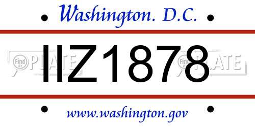 IIZ1878 District Of Columbia License Plate