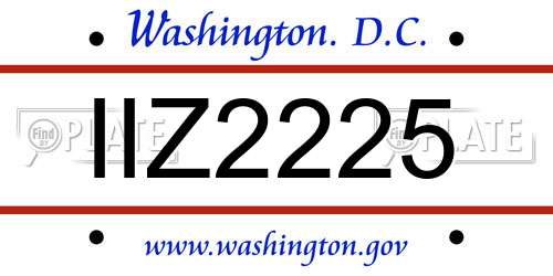 IIZ2225 District Of Columbia License Plate