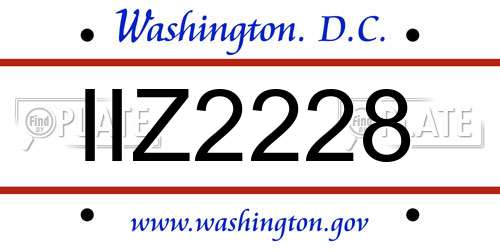 IIZ2228 District Of Columbia License Plate