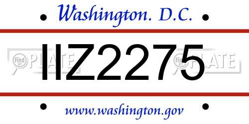 IIZ2275 District Of Columbia License Plate