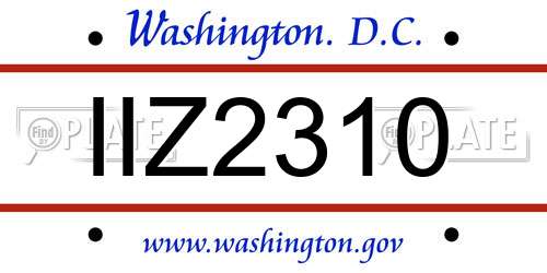 IIZ2310 District Of Columbia License Plate