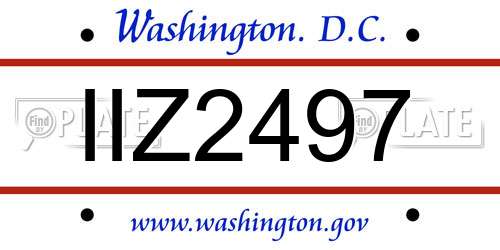 IIZ2497 District Of Columbia License Plate