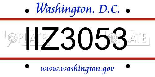 IIZ3053 District Of Columbia License Plate