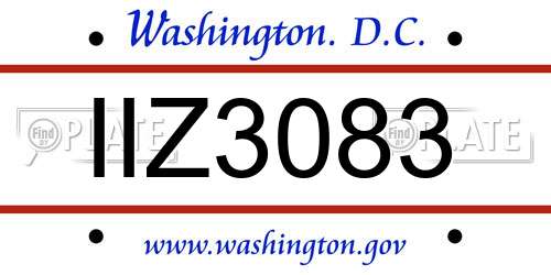 IIZ3083 District Of Columbia License Plate
