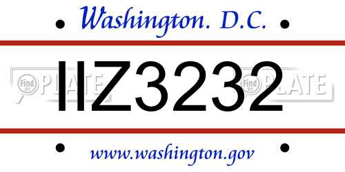 IIZ3232 District Of Columbia License Plate