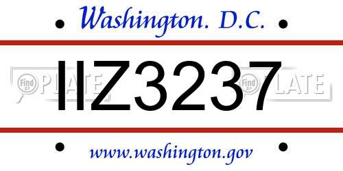 IIZ3237 District Of Columbia License Plate