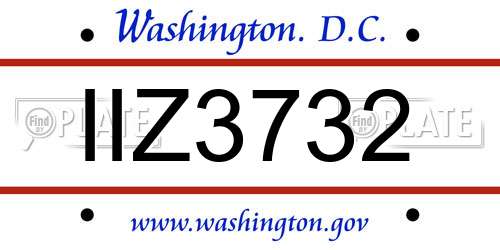 IIZ3732 District Of Columbia License Plate