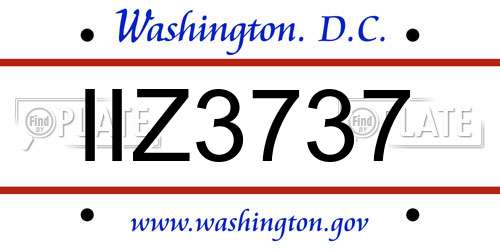 IIZ3737 District Of Columbia License Plate
