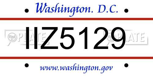 IIZ5129 District Of Columbia License Plate