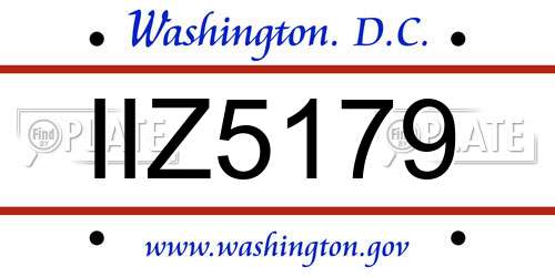 IIZ5179 District Of Columbia License Plate