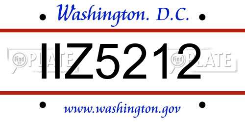 IIZ5212 District Of Columbia License Plate