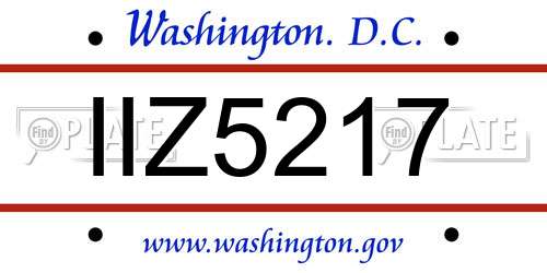 IIZ5217 District Of Columbia License Plate