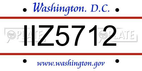 IIZ5712 District Of Columbia License Plate
