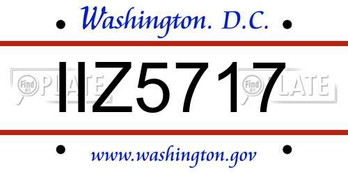 IIZ5717 District Of Columbia License Plate