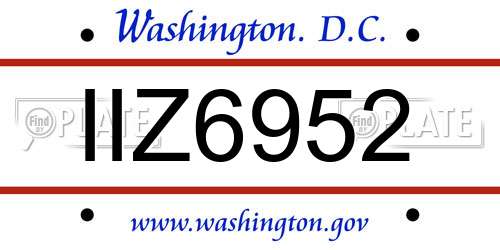 IIZ6952 District Of Columbia License Plate