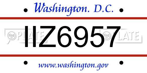 IIZ6957 District Of Columbia License Plate