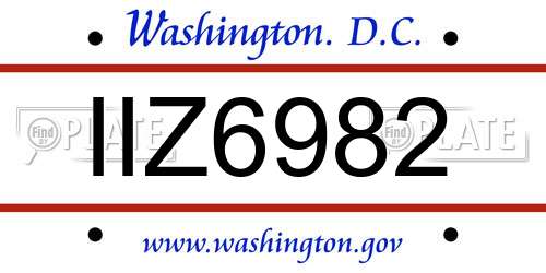 IIZ6982 District Of Columbia License Plate