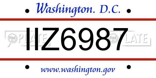 IIZ6987 District Of Columbia License Plate