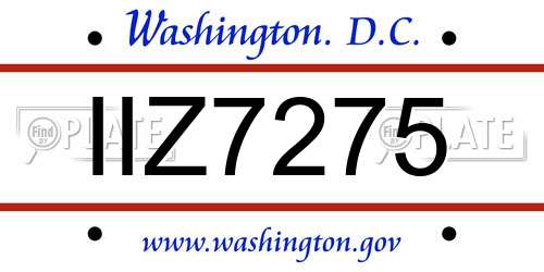 IIZ7275 District Of Columbia License Plate